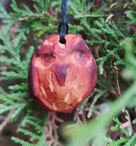 owl whittled from avacado pit